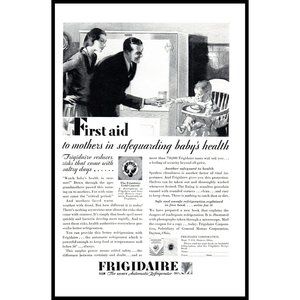 1929 Frigidaire Automatic Refrigerator Fridge Vintage Print Ad Baby Highchair